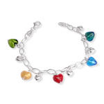 Glass Hearts Silver Charm Bracelet