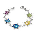 Childs Enamel Turtle Silver Bracelet