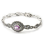 Amethyst and Marcasite Silver Bracelet
