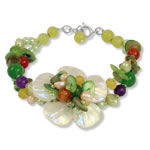 Green Multi Gemstone Flower Bracelet
