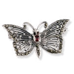 Garnet and Marcasite Butterfly Brooch