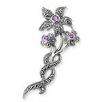 Amethyst and Marcasite Flower Brooch