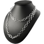Round and Oval Silver Link 40 inch Necklace