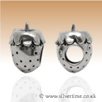 Silver Strawberry Charm Bead