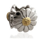 Triple Daisy Silver Charm Bead