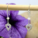 Pave Heart Drop Earrings