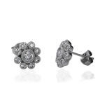 CZ Flower Cluster Stud Earrings