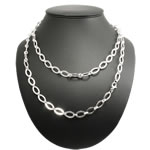 Long 40 inch Oval Silver Necklace