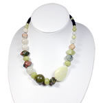 Jade, Jasper and Onyx Silver Necklace