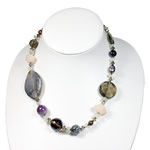 Smoky Quartz and Amethyst Gem Necklace