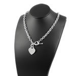 Silver T-Bar Heart Necklace