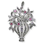 Ruby Marcasite and Pearl Brooch Pendant