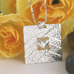 Square Textured Heart Tag Pendant