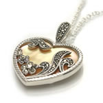 Mother of Pearl and Marcasite Heart Pendant