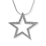 Pink and White CZ Silver Star Pendant