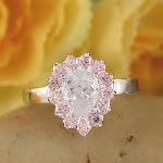 Pink and White Pearcut Silver Ring