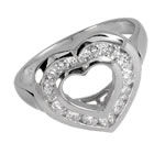 Channel Set Cubic Zirconia Heart Ring