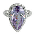 Pearcut Amethyst CZ Silver Ring