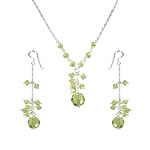 Green Crystal Drop Necklace and Earrings