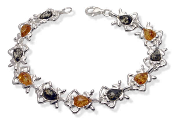 Amber Leaping Frogs Bracelet