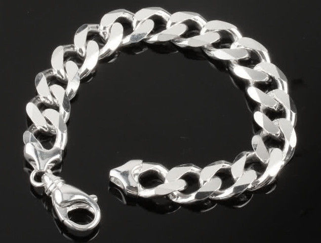 Men's Silver Bracelet Men's Silver Necklace Chain Bangle Gents Male