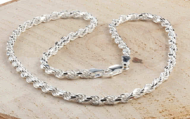 Diamond Cut Silver Rope Chain