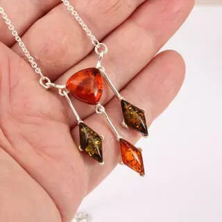 925 Sterling Silver Baltic Amber Necklace