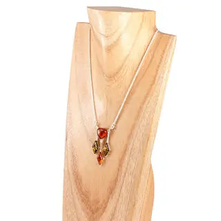 Honey and Green Baltic Amber Drop Necklace
