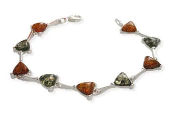 Green and Honey Trillion Cut Amber Bracelet