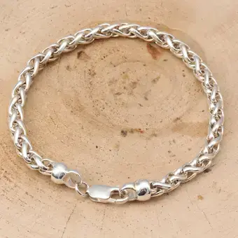 Silver Braided Curb Bracelet