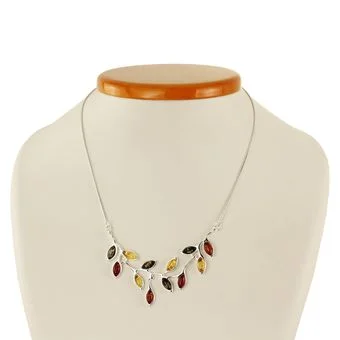 Multi Colour Amber Leaves Necklace