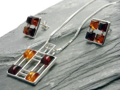 Mackintosh Amber Pendant and Earrings