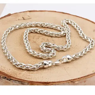 Solid 925 Sterling Silver Braided Curb Chain