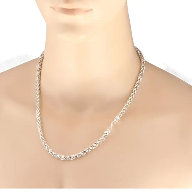 Men's 925 Sterling Silver Braided Curb Necklace