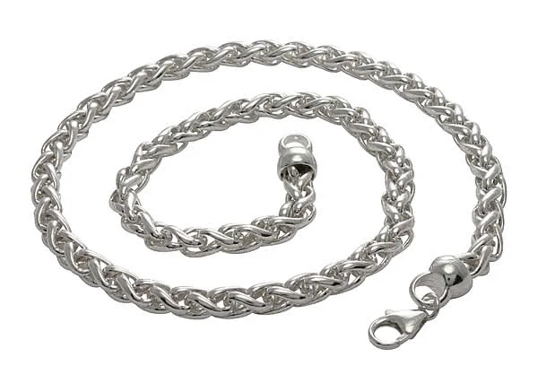 Silver Braided Curb Chain - 6mm Width - 18 inches to 24 inches
