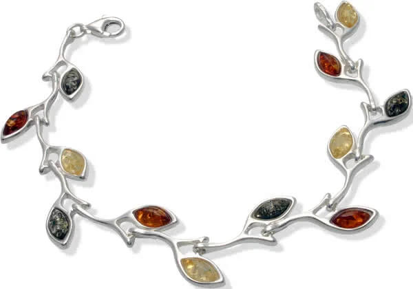 Multi Colour Amber Leaves Bracelet
