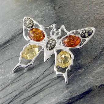 Amber Butterfly Brooch