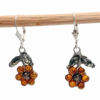 Honey and Green Amber Flower Earrings