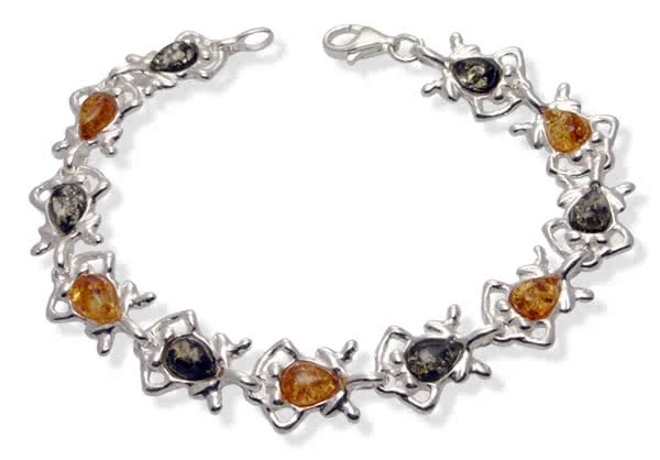 Amber Leaping Frogs Bracelet