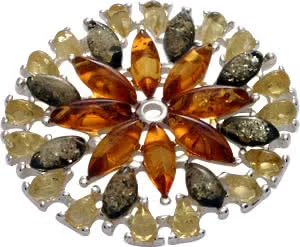 Large Amber Starburst Brooch
