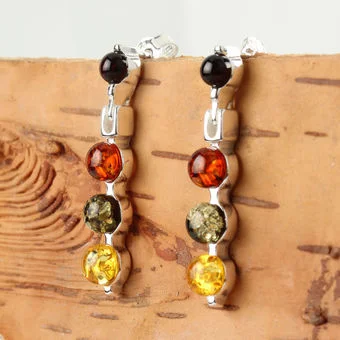 Contemporary Multi Colour Amber Earrings