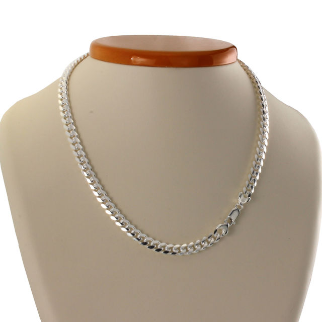 Mens Solid Sterling Silver Cuban Link Curb Chain