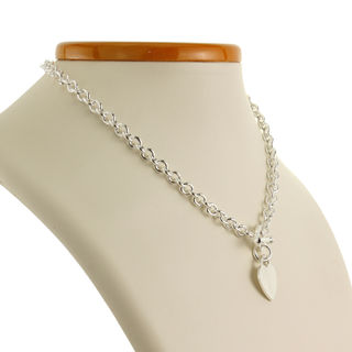 Heart Tag T-Bar Silver Necklace - Tiffany Inspired Design
