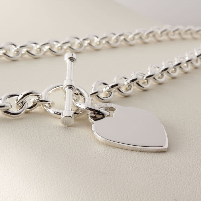 Solid Sterling Silver Heart T-bar 