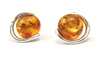 Sterling silver earrings set with gorgeous golden Honey Amber