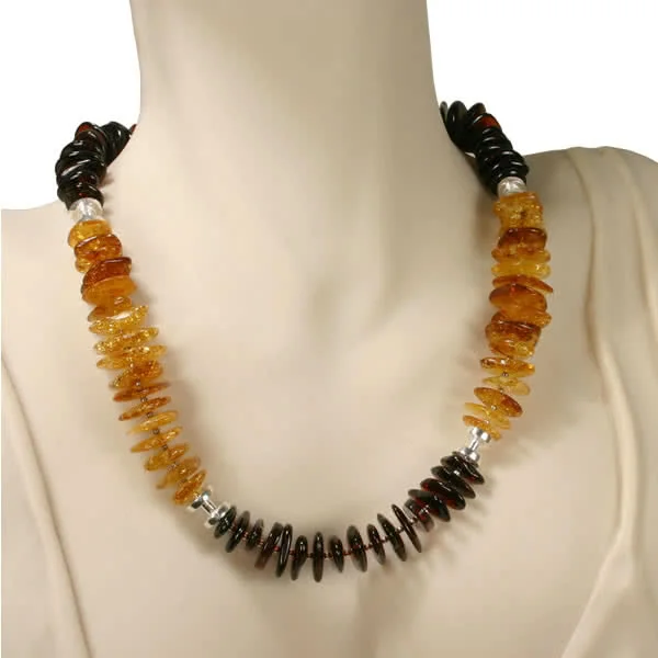 Cherry and Honey Amber Discs Necklace - 3 inch extender