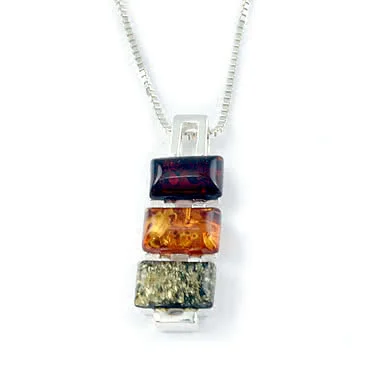 Triple Set Cushion Cut Multi Colour Amber Pendant