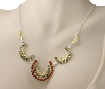 Solid Silver Multi Colour Amber Circles Necklace - High Polished Finish