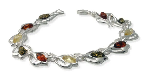 Swallow Amber Bracelet - Rich vibrant lemon, green and cognac colours 