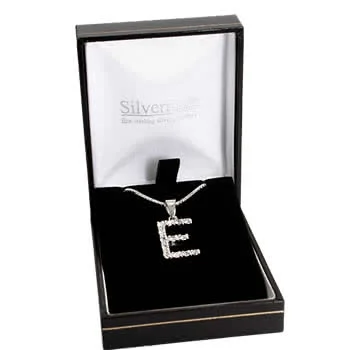 CZ Initial Pendant with Silver Chain -  Silver 18 inch box chain included